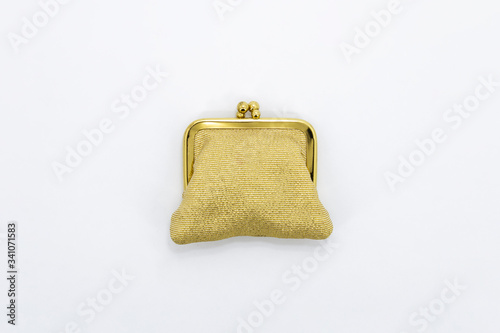 Gold wallet on isolated white background.Can be use for your design.High resolution photo.