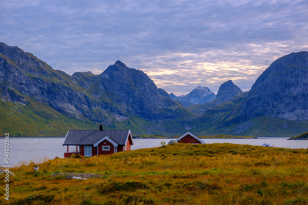 House on the edge of a village, Norway, Lofoten islands