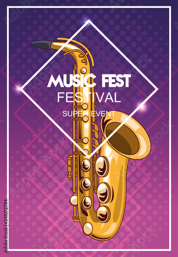 music fest poster with saxophone
