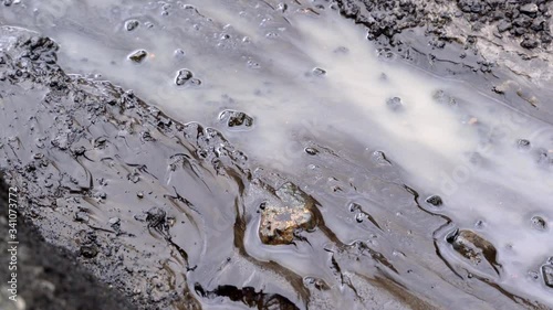 Iceland glacier mud detail. Melting glacier in Iceland.