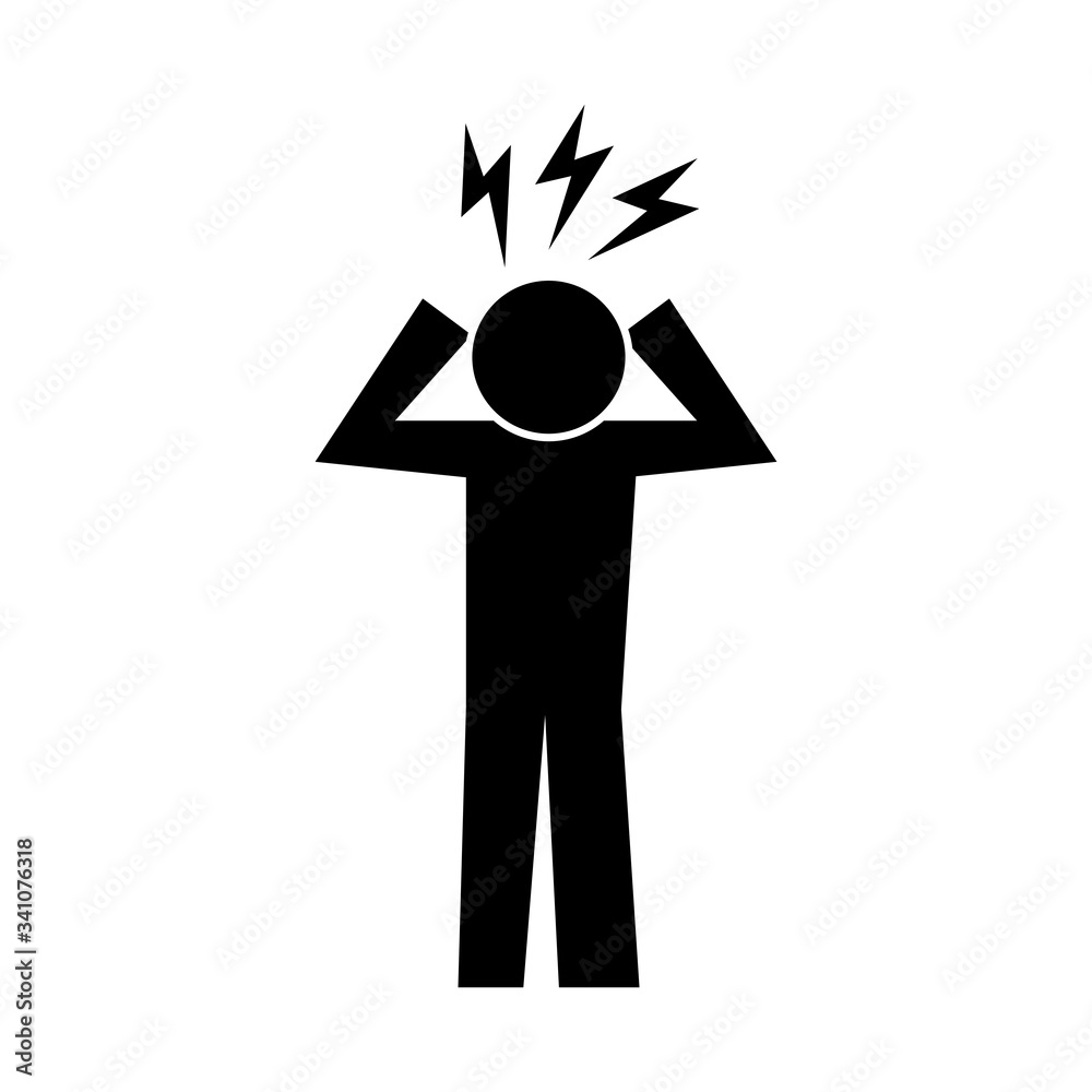 Human Figure With Headache Health Pictogram Silhouette Style Stock 