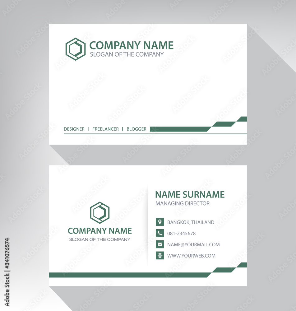 Modern. vector business card template. design green and white color Modern. vector business card template. design green and white color
