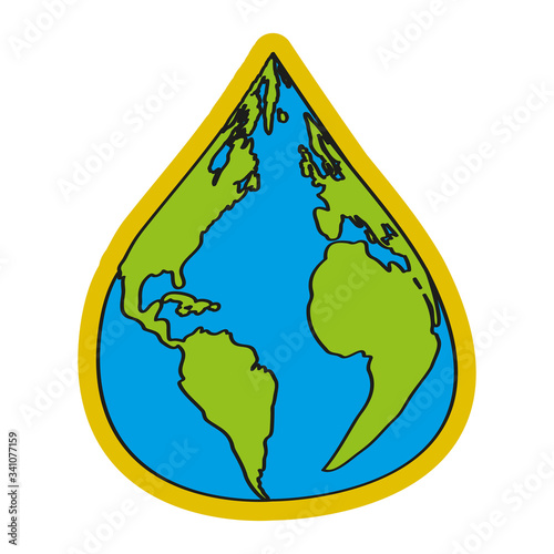 Water drop shaped earth planet