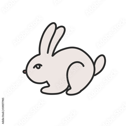 rabbit doodle icon, vector illustration