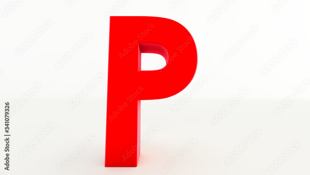 3D rendering of red Letter P. red letter collection P 3D rendering of red Letter P. red letter collection P