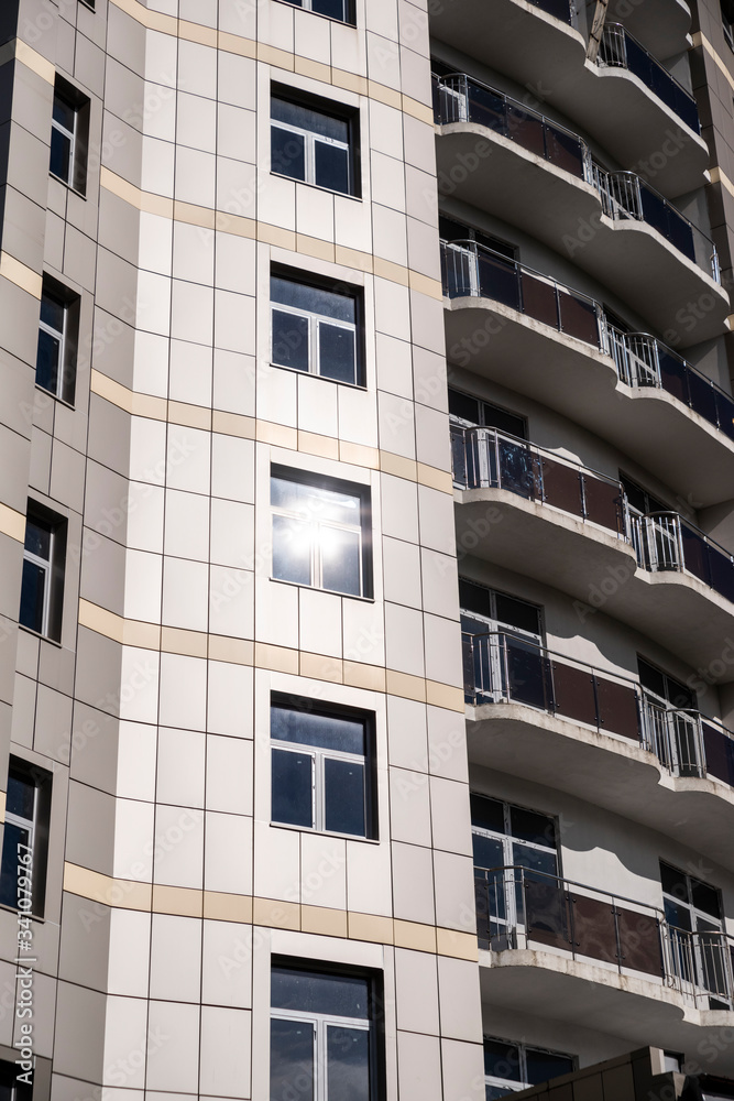element of a modern building with metal paneled windows element of a modern building with metal paneled windows