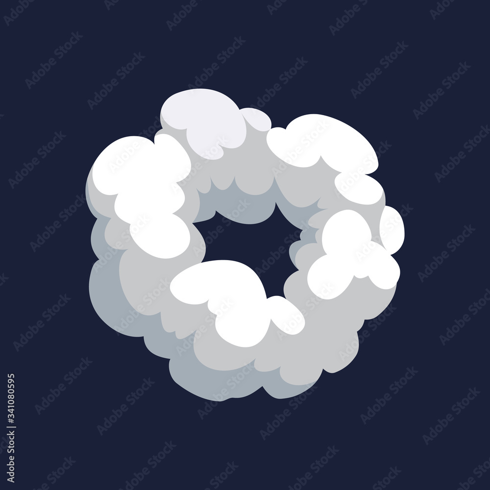 Cartoon pattern of smoke cloud. Bomb blast. Comic vector fog puff. Steam cloud, watery vapour or dust explosion element
