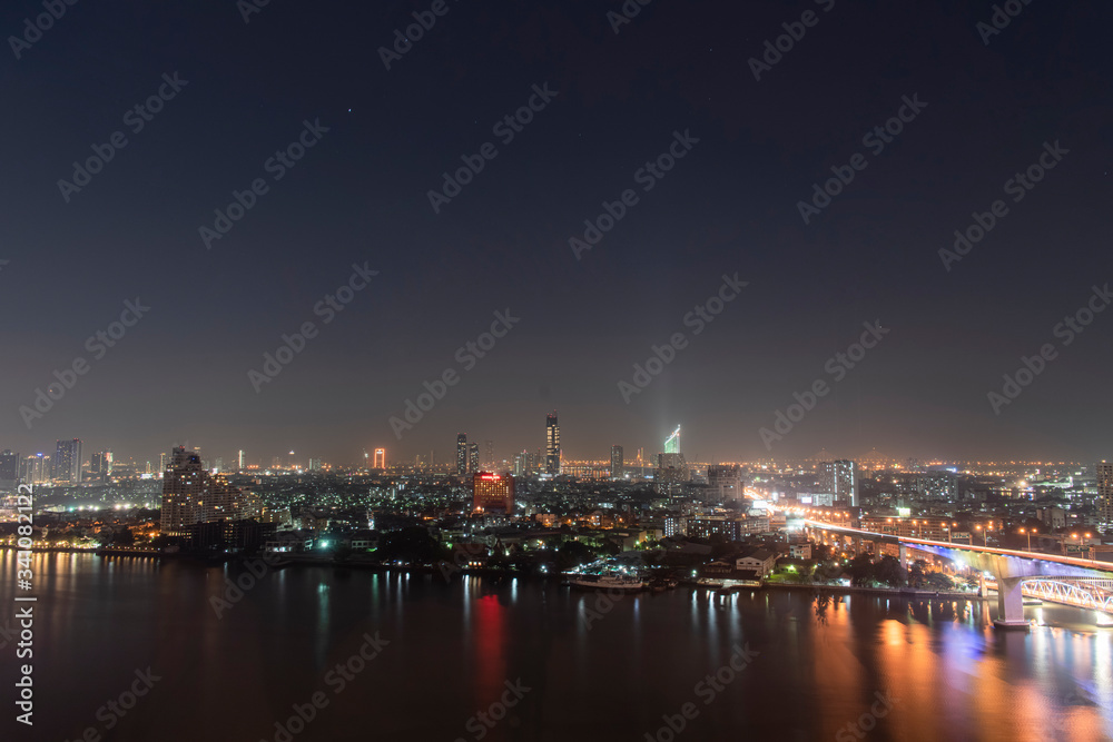 City view at night, Rama III Bridge, Bangkok, Thailand City view at night, Rama III Bridge, Bangkok, Thailand