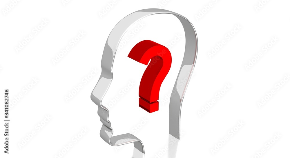 Head shape, question mark - 3D illustration Head shape, question mark - 3D illustration