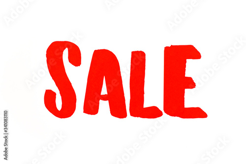 Sale 20 percent in red letters on a white background. 