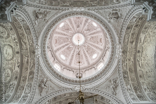 interior of white minimal cathedral in vilnius lithuania