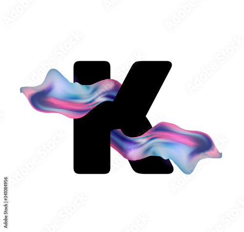 Creative letter of the English alphabet. Letter with abstract liquid form with a mesh gradient on a white background. Vector illustration.