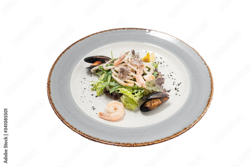 seafood salad on a white background seafood salad on a white background
