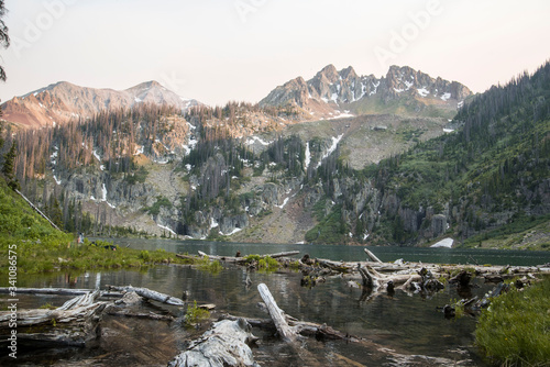 secret hidden mountain lake in the mountains of colorado