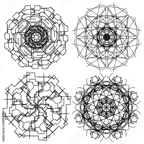 4  Hand Drawn Doodle Mandalas, all brushes included, you can create your own pattern