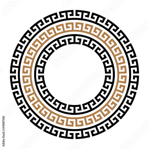Greek key round frame. Greek border. Vector