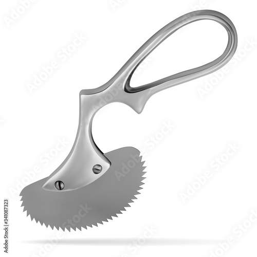 Engel plaster saw. Handheld metal tool to remove the plaster bandage. Medicine and health. Object on a white background. Vector illustration