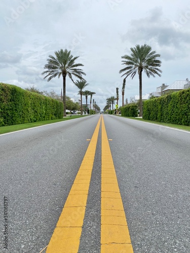 Perspective street view of entrance to Aly   s beach  Florida 