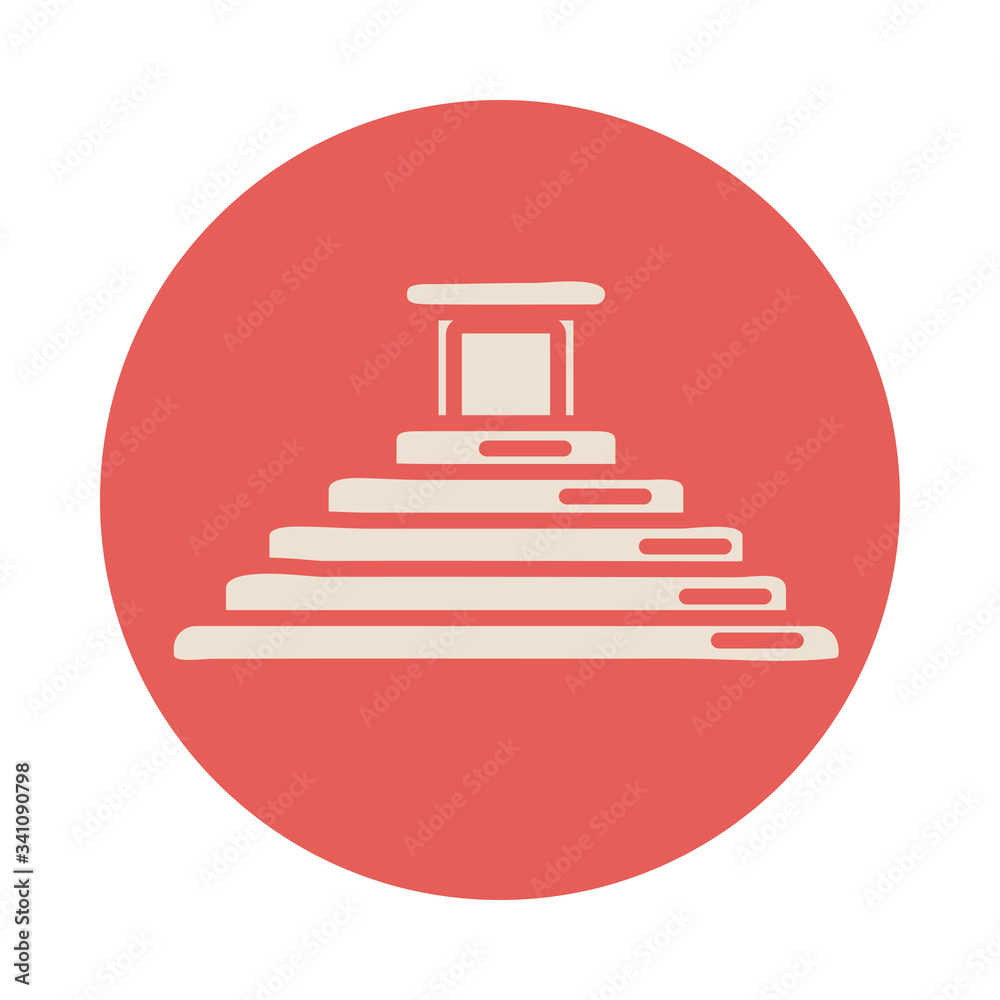mayan pyramid block style icon mayan pyramid block style icon