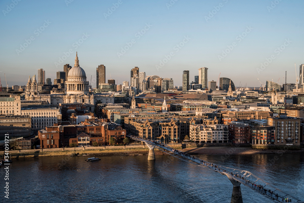 panoramic view of thames river and urban london