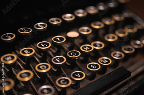 Antique black typewriter photo