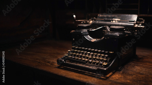 Antique black typewriter photo