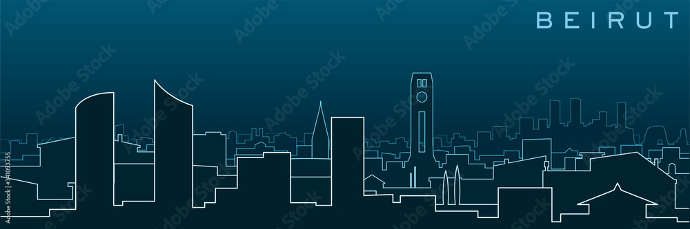 Fototapeta premium Beirut Multiple Lines Skyline and Landmarks
