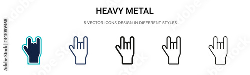 Heavy metal icon in filled, thin line, outline and stroke style. Vector illustration of two colored and black heavy metal vector icons designs can be used for mobile, ui,