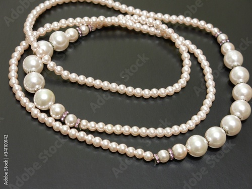 Pearl beads, pink color, beautiful decoration.