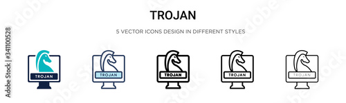 Trojan icon in filled, thin line, outline and stroke style. Vector illustration of two colored and black trojan vector icons designs can be used for mobile, ui,