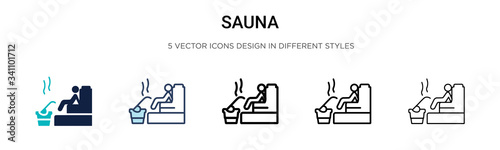 Sauna icon in filled, thin line, outline and stroke style. Vector illustration of two colored and black sauna vector icons designs can be used for mobile, ui,
