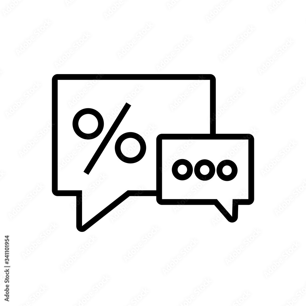 speech bubble with percent symbol line style icon speech bubble with percent symbol line style icon