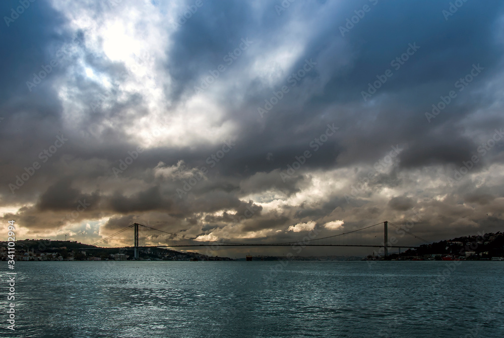 Istanbul, Turkey, 19 December 2017: Bosphorus Bridge, Uskudar
