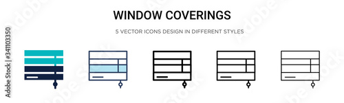 Window coverings icon in filled, thin line, outline and stroke style. Vector illustration of two colored and black window coverings vector icons designs can be used for mobile, ui,