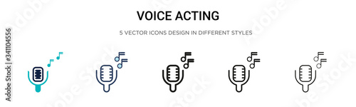 Voice acting icon in filled, thin line, outline and stroke style. Vector illustration of two colored and black voice acting vector icons designs can be used for mobile, ui,