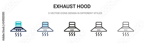 Exhaust hood icon in filled, thin line, outline and stroke style. Vector illustration of two colored and black exhaust hood vector icons designs can be used for mobile, ui,