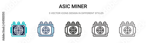 Asic miner icon in filled, thin line, outline and stroke style. Vector illustration of two colored and black asic miner vector icons designs can be used for mobile, ui,