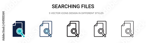Searching files icon in filled, thin line, outline and stroke style. Vector illustration of two colored and black searching files vector icons designs can be used for mobile, ui,