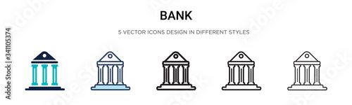 Bank symbol icon in filled, thin line, outline and stroke style. Vector illustration of two colored and black bank symbol vector icons designs can be used for mobile, ui,