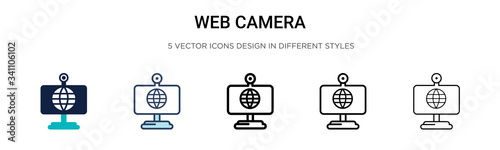 Web camera icon in filled, thin line, outline and stroke style. Vector illustration of two colored and black web camera vector icons designs can be used for mobile, ui,