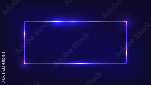Neon rectangular frame with shining effects 