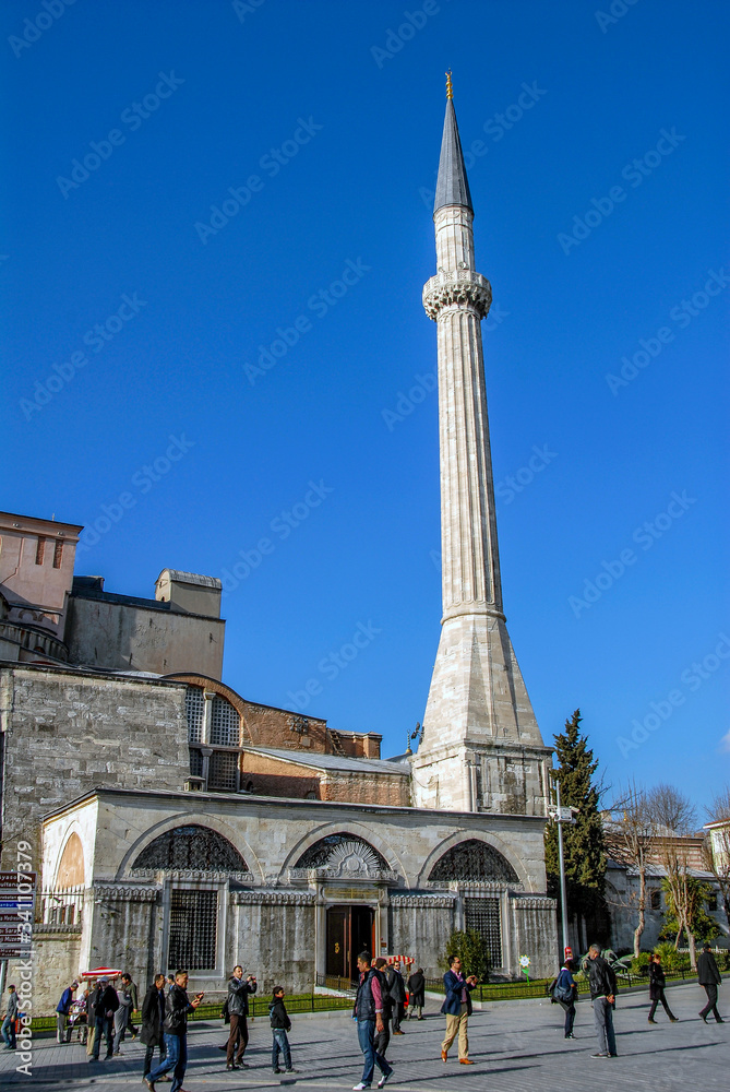 Fatih, Istanbul, Turkey, 19 January 2014: Hagia Sophia Museum, Minaret