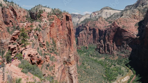 A canyon in Zion National Park. The Narrows in the background