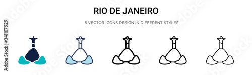 Rio de janeiro icon in filled, thin line, outline and stroke style. Vector illustration of two colored and black rio de janeiro vector icons designs can be used for mobile, ui,