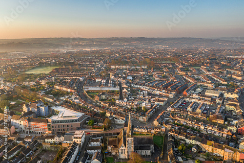 Amazing aerial view drone Cork City center Ireland Irish landmark downtown building 