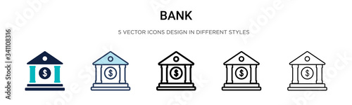 Fotografia Bank icon in filled, thin line, outline and stroke style
