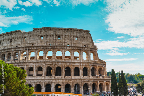 Coliseum or Flavian Amphitheatre or Colosseo or Colosseum, Rome, Italy.