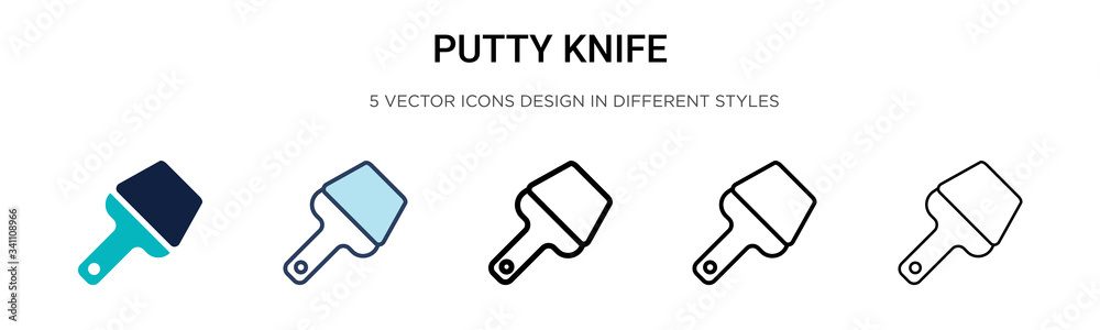 Putty knife icon in filled, thin line, outline and stroke style. Vector ...