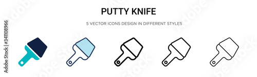 Putty knife icon in filled, thin line, outline and stroke style. Vector illustration of two colored and black putty knife vector icons designs can be used for mobile, ui,