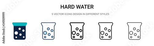 Hard water icon in filled, thin line, outline and stroke style. Vector illustration of two colored and black hard water vector icons designs can be used for mobile, ui,